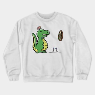 Darts Player Tyrannosaurus Dinosaur Dino Cartoon Cute Character Crewneck Sweatshirt